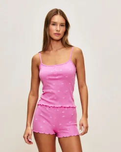 Top en coton pointelle avec imprimé nœuds