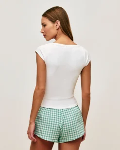 Top en jersey avec broderie "Sweet like a croissant"