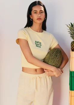 T-shirt en jersey avec broderie "Fall in love in Ibiza"