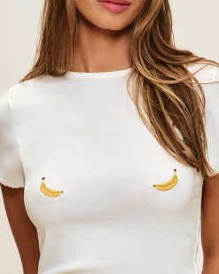 T-shirt en jersey broderies bananes