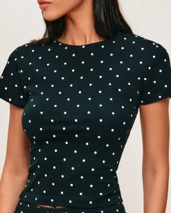 T-shirt en jersey imprimé pois dos nu