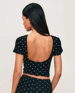 T-shirt en jersey imprimé pois dos nu