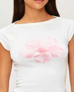 T-shirt manches courtes en jersey imprimé hibiscus