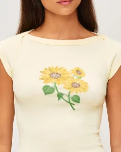T-shirt manches courtes en jersey imprimé tournesols