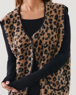 Veste sans manches sherpa léopard